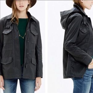 Fitted Raincoat Plaid Lining Hooded Jacket